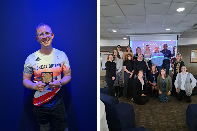 Aaron Phipps with his gold medal and the RWT Research and Development Team