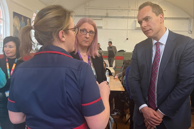 Latest News: Charlotte Leo, Community Midwifery Matron, and Marion Astbury meeting David Johnston, Minister for Children, Families and Wellbeing