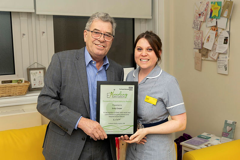Latest News: David Loughton presenting Emma Cooper with February's Exceeding Expectation Award