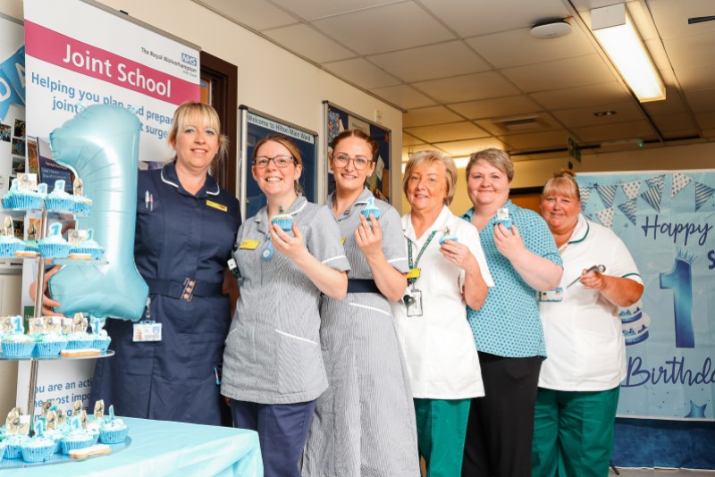 Staff from the Joint School at Cannock Chase Hospital celebrating their first anniversary