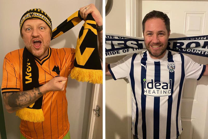 Latest News: John and Paul in their respective Wolves and Albion shirts, getting excited for the big derby