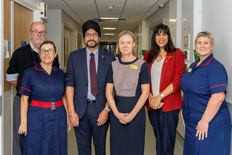 Sir David Nicholson CBE KCB with Nicky Durmaz, Matron, MP Warinder Juss, Caroline Walker, Sureena Brackenridge MP and Michelle Redding