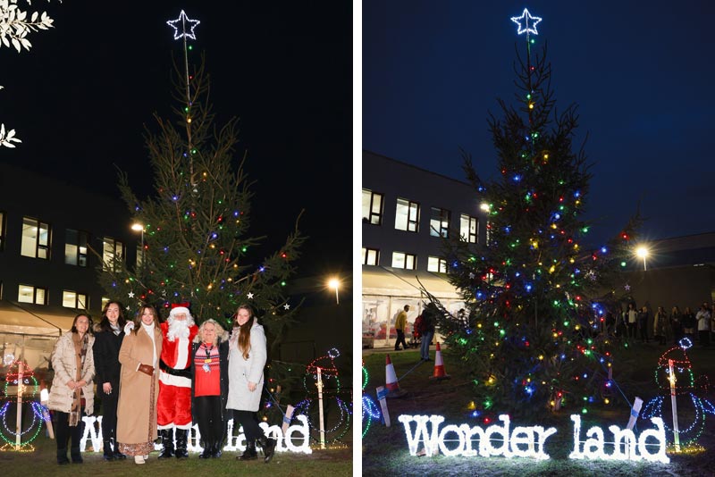 Suzi Perry and the Charity Team and the tree