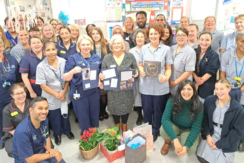 Latest News: Vicky surrounded by her retirement gifts and colleagues