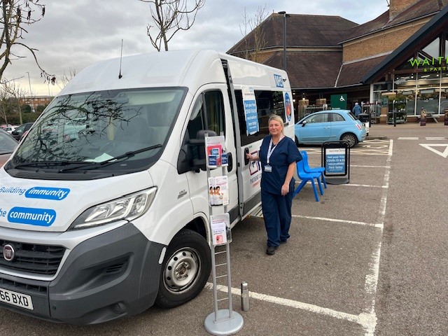 Vaccination bus visits hospital sites