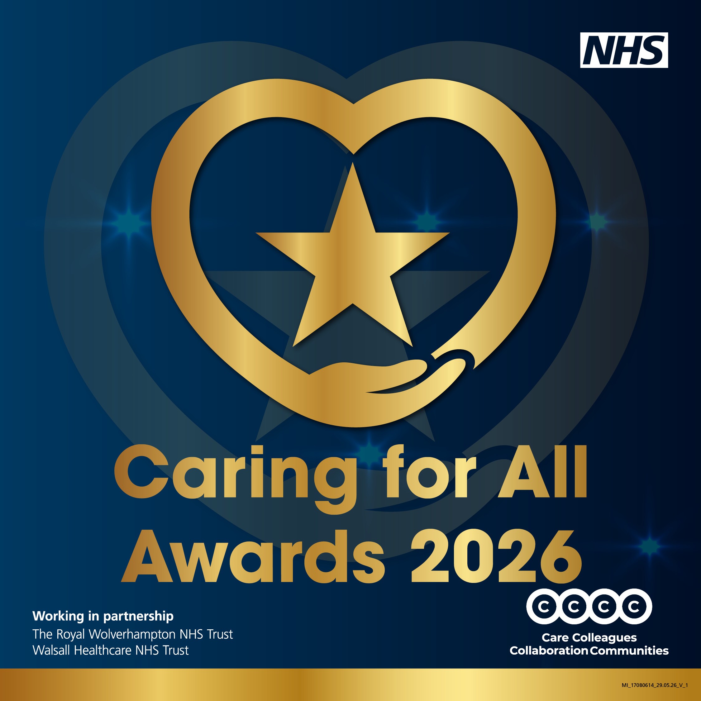 Caring for All Awards 2026 blue and gold branding.